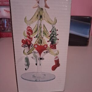 LS Arts Glass Miniature Christmas Tree Set - Fox Theme - In Original Box